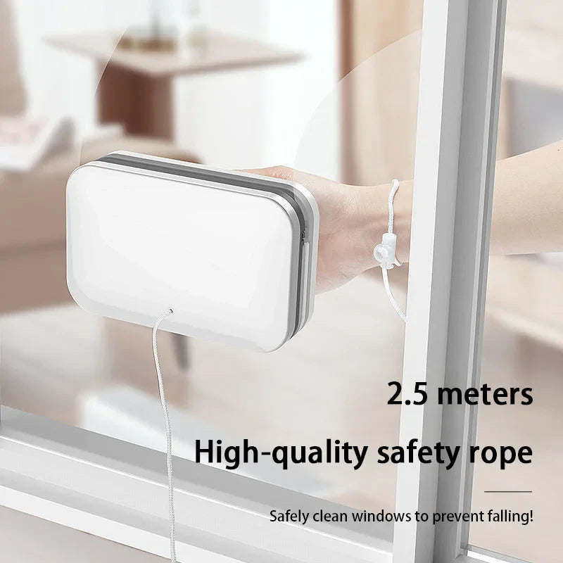 Double-Sided Magnetic Window Cleaner with Safety Rope