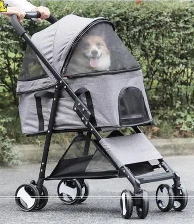 Foldable Pet Stroller for Cats and Small Dogs Portable Collapsible Design for Outdoor Walks