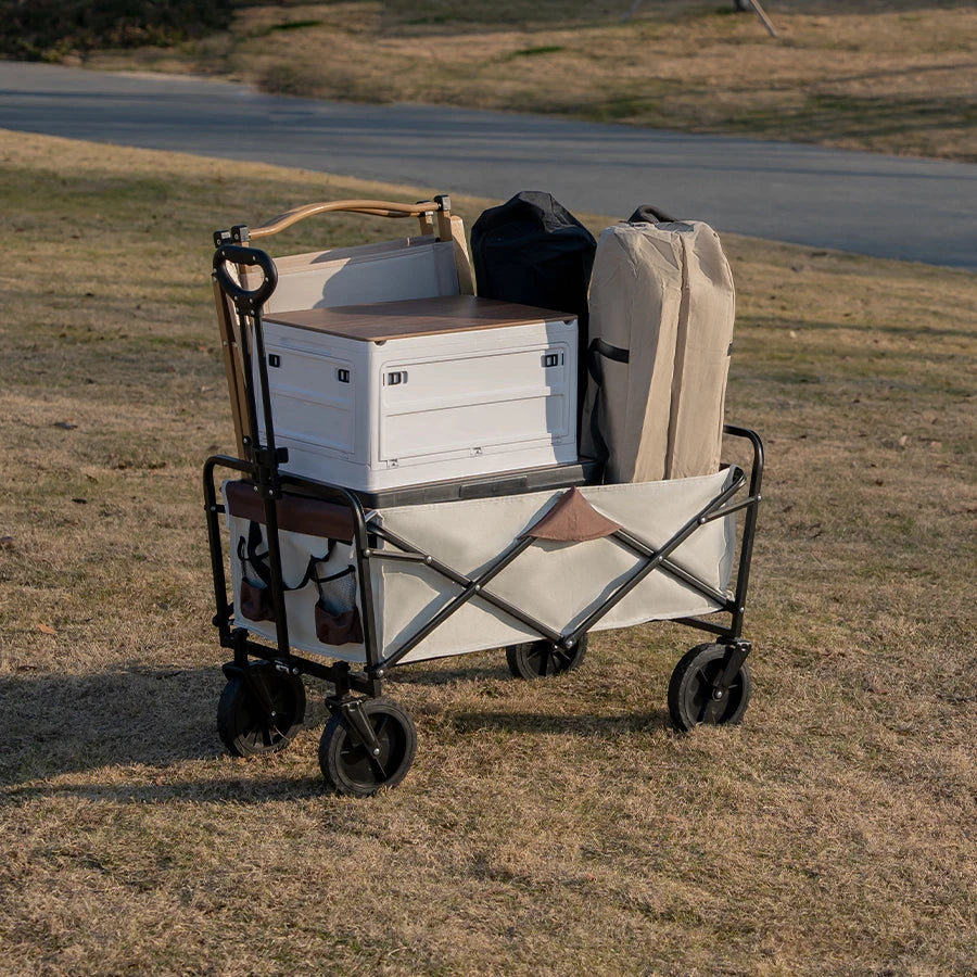 Heavy-Duty Collapsible Folding Wagon Cart – STC Black | All-Terrain Outdoor Utility Trolley