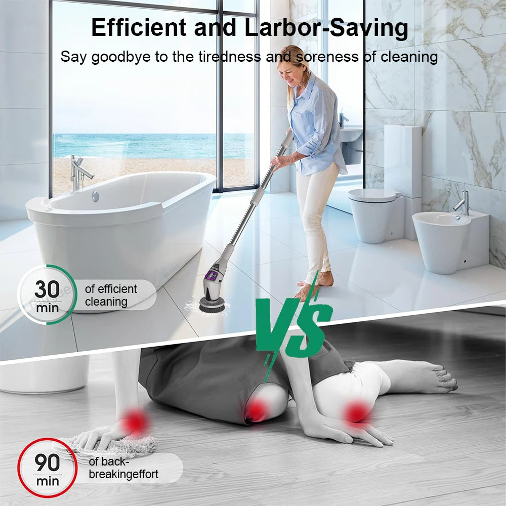 Rechargeable Bathroom Scrubber – Multifunctional Spin Brush for Home Cleaning