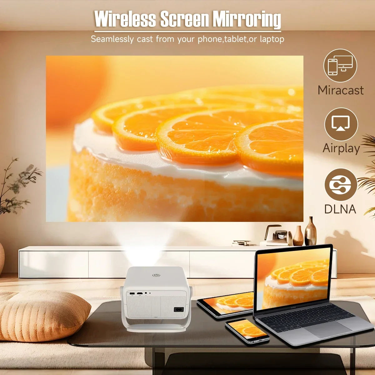 1080P Smart Projector with Auto Focus WiFi Bluetooth