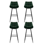 Set of 4 Modern Velvet Kitchen Counter Stools with Backrest & Footrest – Green