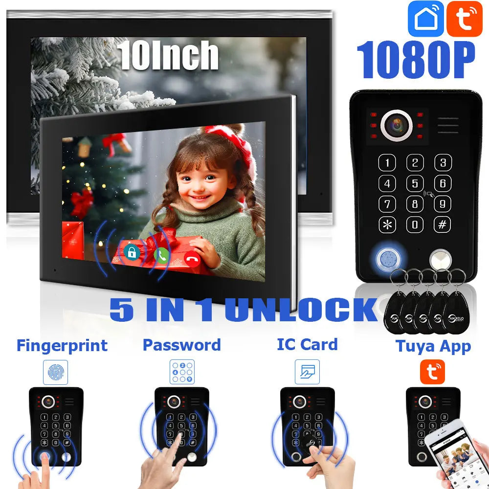 10" Touchscreen Home Video Doorphone with Camera & Audio