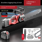 Portable 36V Rechargeable Chainsaw with 16" Blade – Ideal for Outdoor Wood Cutting