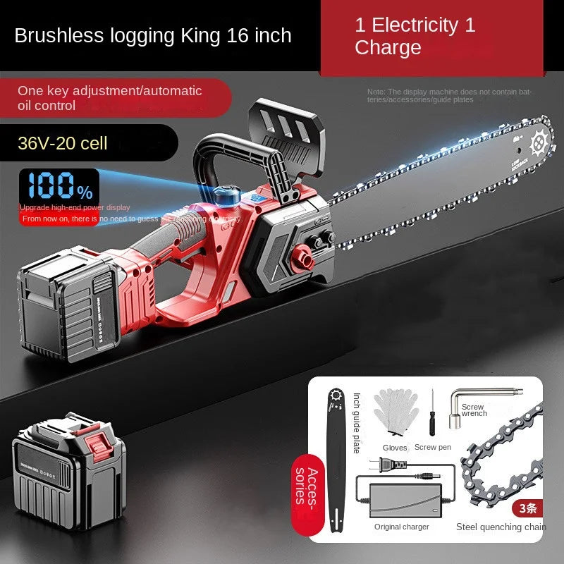 Portable 36V Rechargeable Chainsaw with 16" Blade – Ideal for Outdoor Wood Cutting