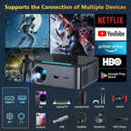 8K Home Projector with Android 9 and Manual Focus