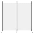 Portable 2-Panel Room Screen Divider 175x180cm – Foldable White Fabric Partition