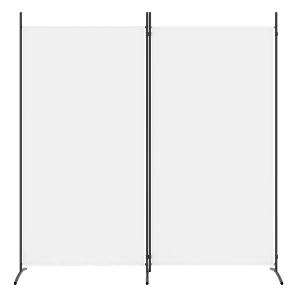 Portable 2-Panel Room Screen Divider 175x180cm – Foldable White Fabric Partition