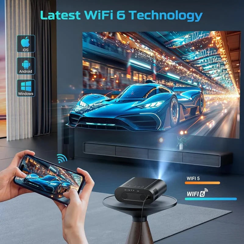 Home Theatre LED Projector 4K, Auto Keystone, Auto Focus, Dual WiFi 6 & Bluetooth