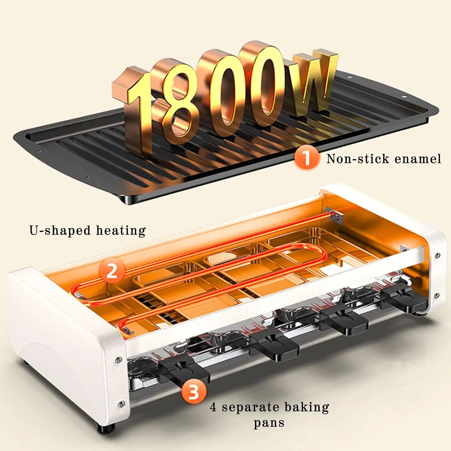 1700W 3-in-1 Electric Griddle with 5 Accessories & Adjustable Temperature