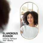 2-Pack Oval Wall Mirrors 45x100cm Gold Aluminum Frame