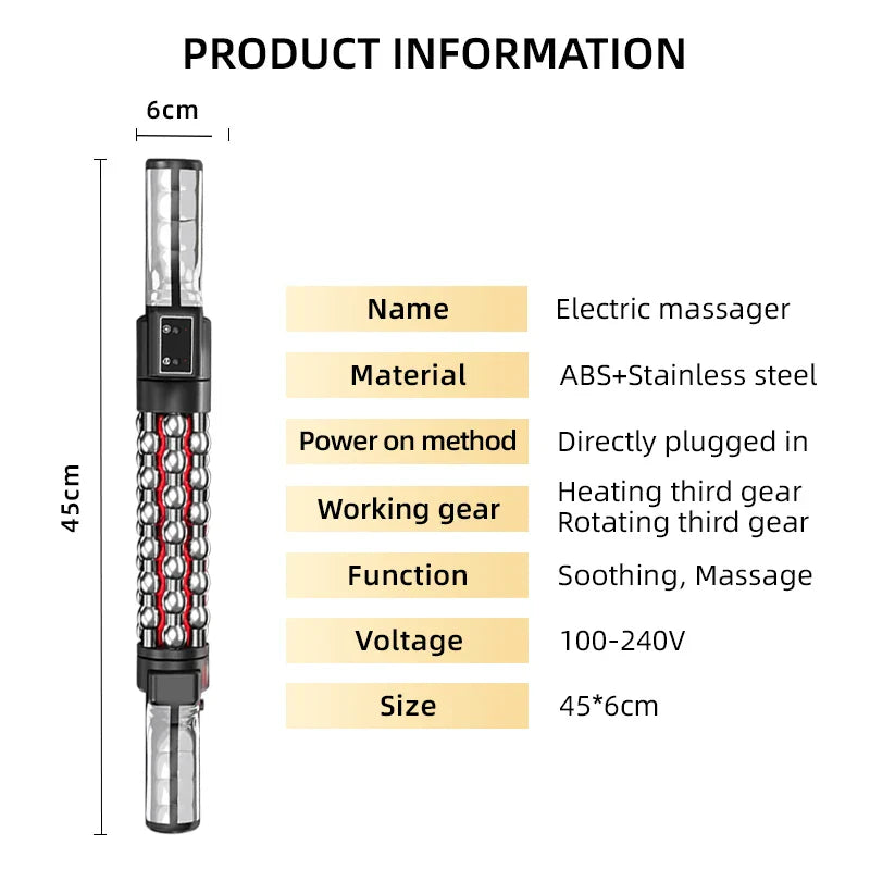Heated Red Light Body Massager with 360° Roller – AU Adapter