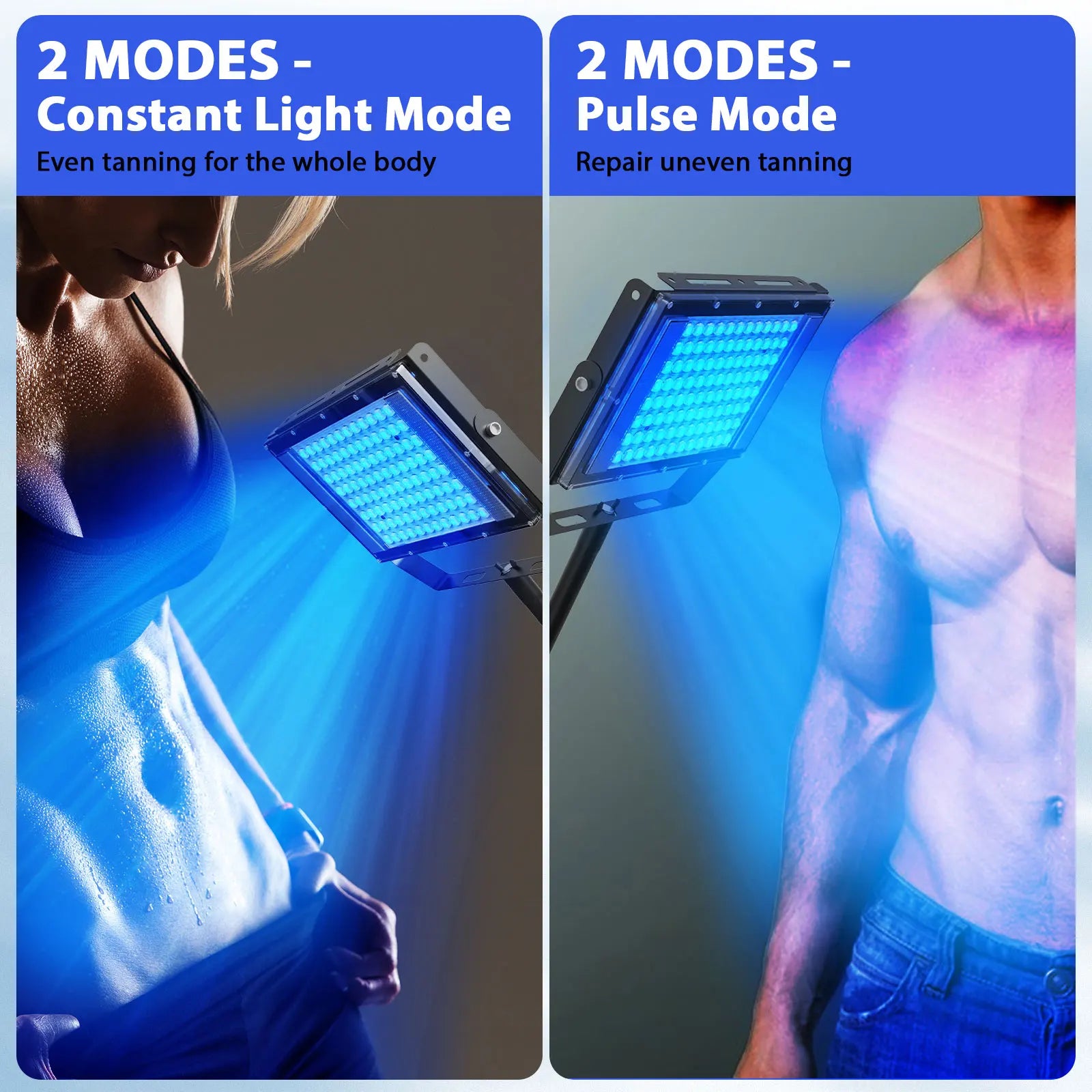 Home UV Tanning Lamp 50W 48 Blue LEDs, Adjustable Stand, EU Plug