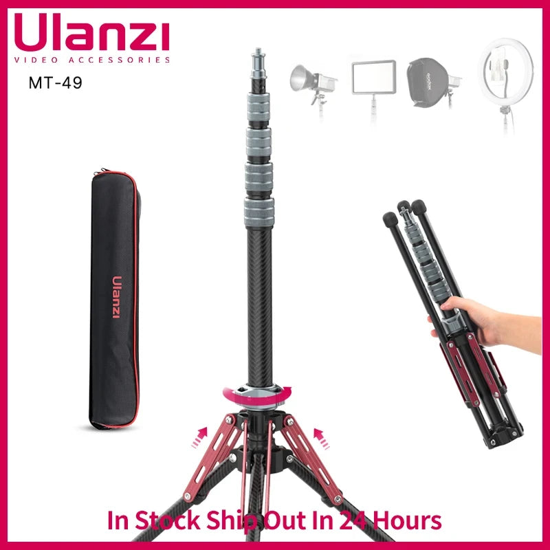 Adjustable Carbon Fiber Photography Light Stand for Travel
