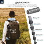 10-Layer Carbon Fiber Tripod, 161cm, 12kg Load, 2-in-1
