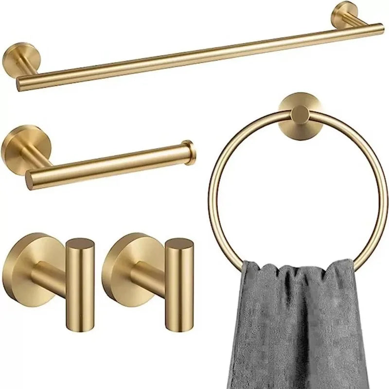 4-Piece Stainless Steel Bathroom Towel Rack Set Gold