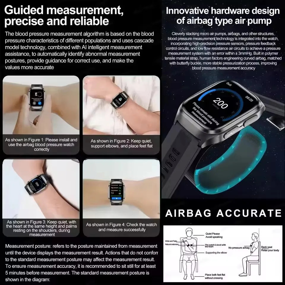 2.06" AMOLED Smartwatch with ECG, Uric Acid & Lipid Monitor