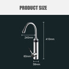 Instant Hot Water Kitchen Tap with LED Display 220V Tankless Electric Faucet Sliver