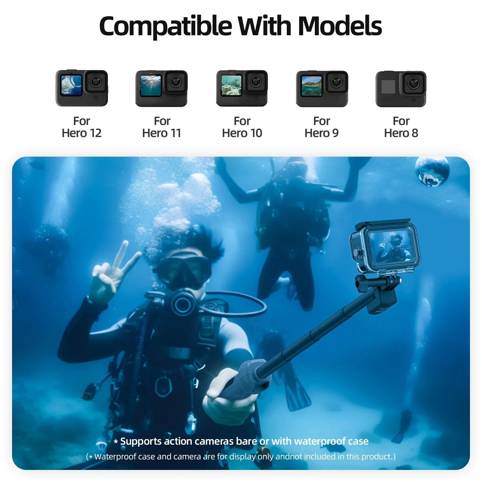 Waterproof Extendable Selfie Stick with Wireless Remote