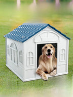 Small Outdoor Dog House, Rainproof, Blue, No Door Design