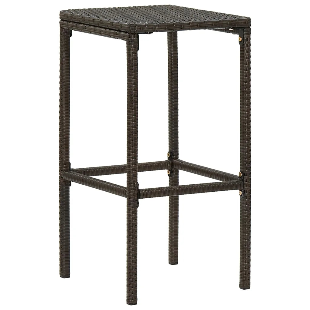 Set of 2 Outdoor PE Rattan Bar Stools with Cushions & Built-In Footrest