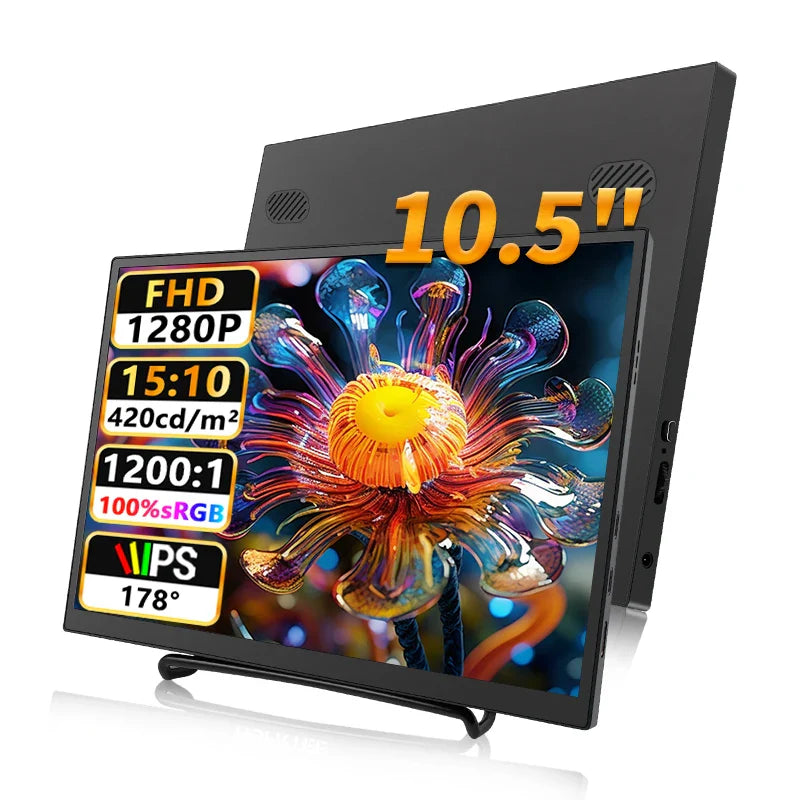 10.5 Inch Portable Monitor 1280P Second Screen for Laptop