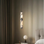 Modern Marble Cylinder Pendant Light with LED for Bedroom or Living Room