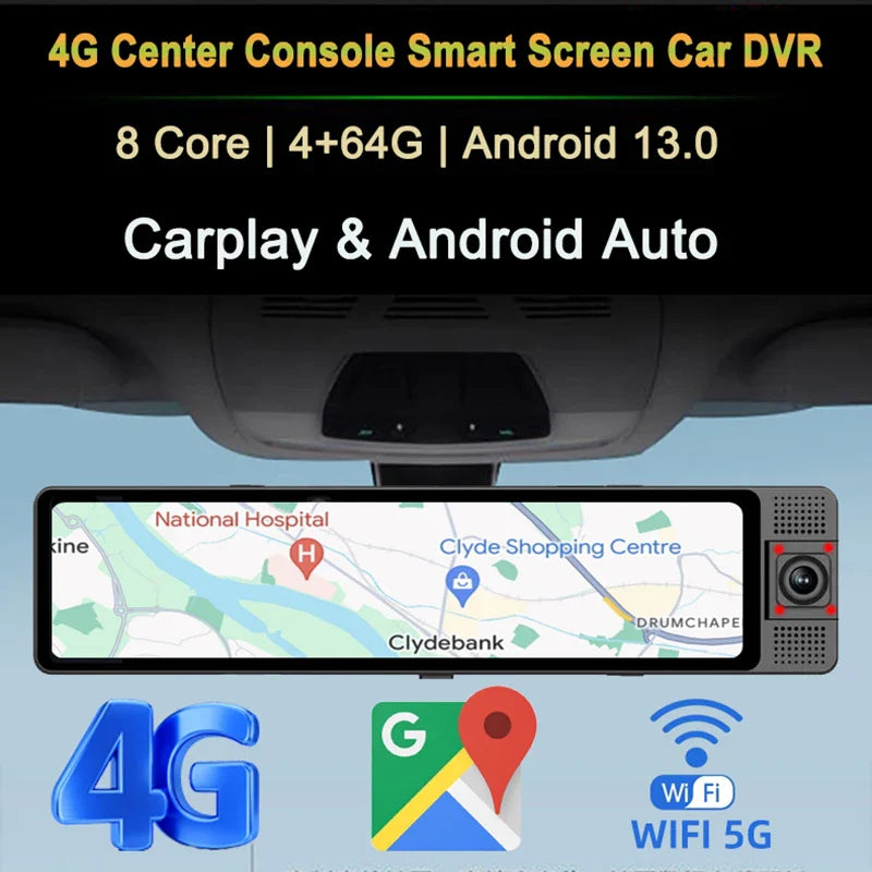 12” Smart Dash Cam with CarPlay, GPS, and WiFi