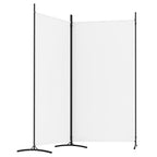 Portable 2-Panel Room Screen Divider 175x180cm – Foldable White Fabric Partition