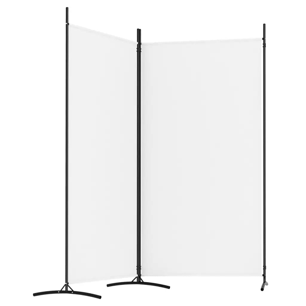 Portable 2-Panel Room Screen Divider 175x180cm – Foldable White Fabric Partition