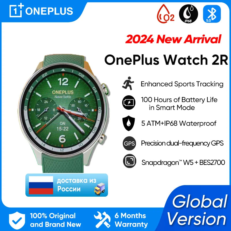 1.43” Green Fitness Smartwatch with Dual-Band GPS & Wear OS