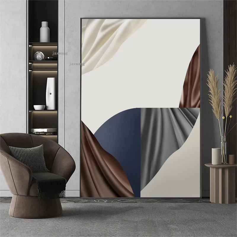 Abstract Geometric Canvas Wall Art Luxury Room Mural for Living Room or Bedroom