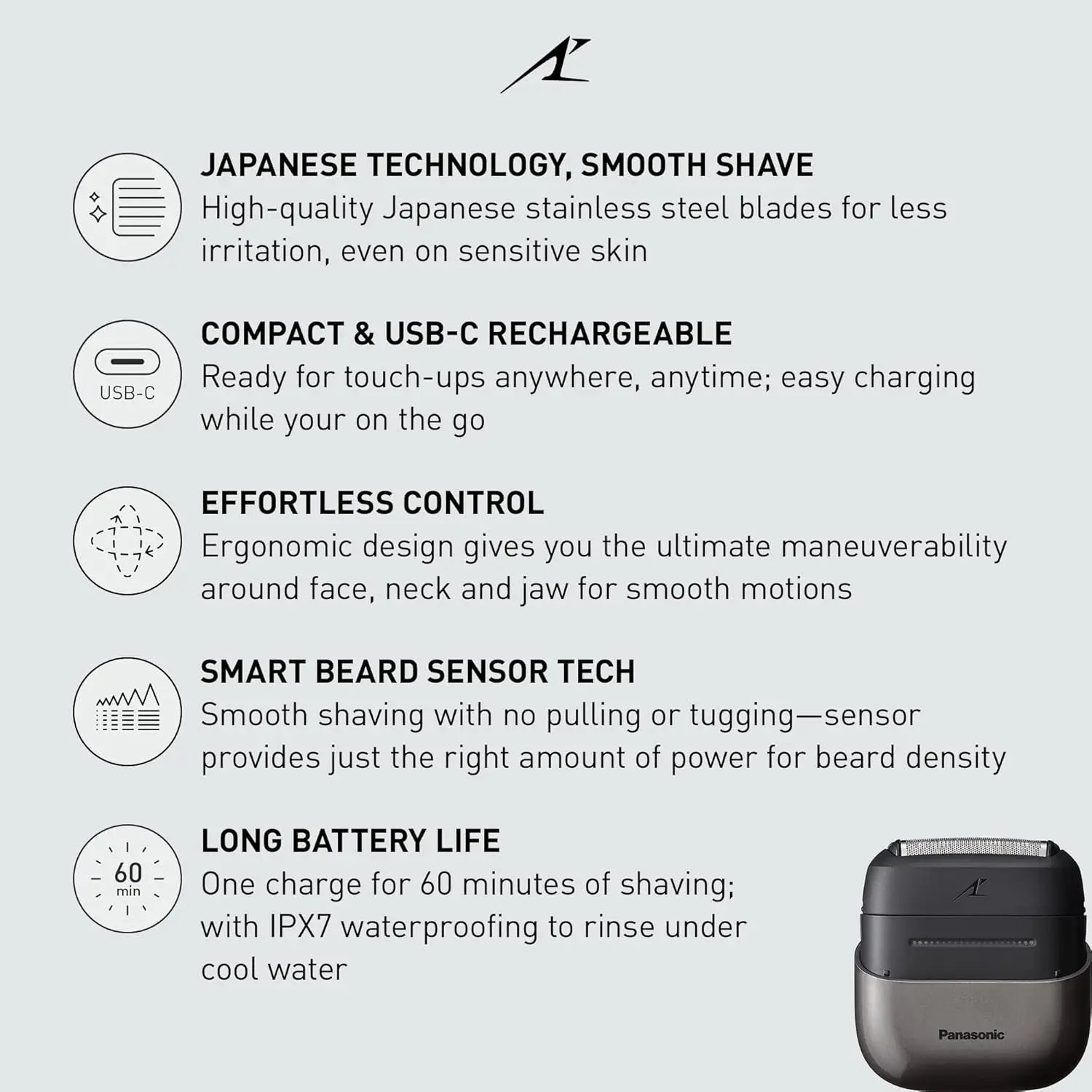 Wireless Travel Shaver with Stainless Steel Blades, Wet & Dry Shaving
