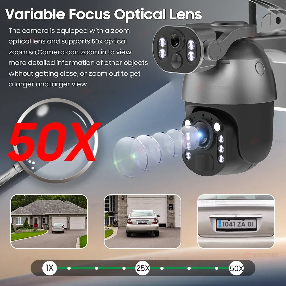 8MP 50x Zoom Solar Wireless Outdoor Security Camera