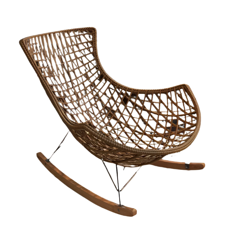 Outdoor Rattan Lounge Chair Semi-Reclining Retro Design for Comfortable Seating