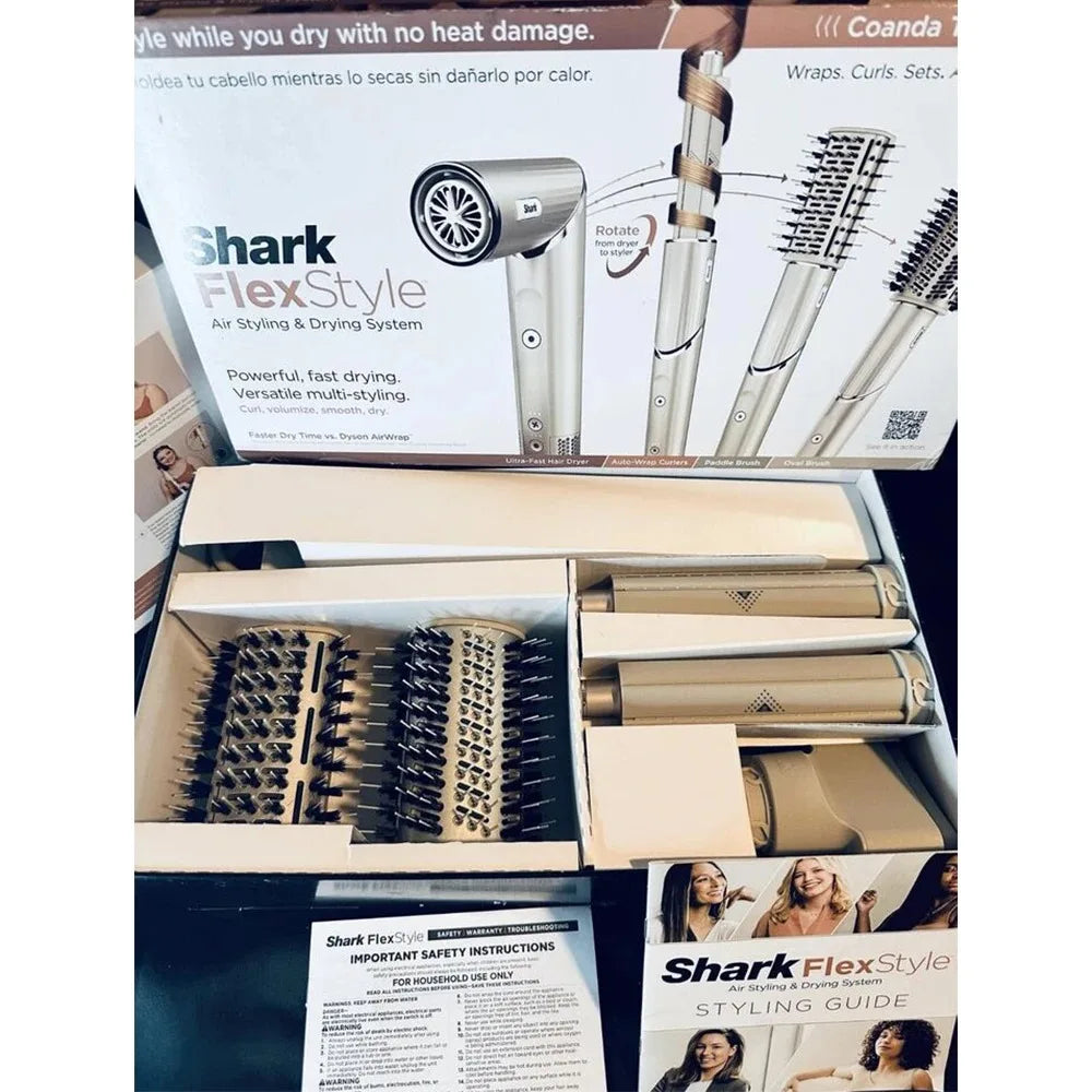 1300W Hot & Cold Air Hair Styler with Curling, Drying and Volumizing Attachments Light Yellow