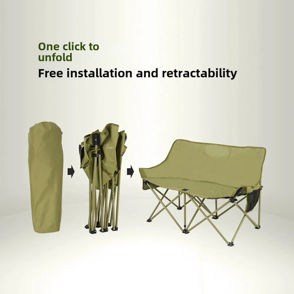 Portable 2-Seater Outdoor Chair for Camping & Fishing Light Green