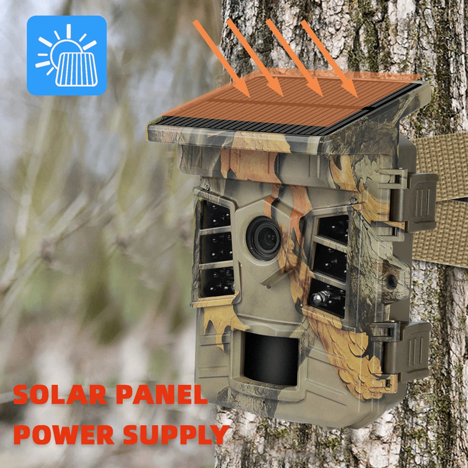 1080p Trail Camera with WiFi, Solar Power & 32MP Night Vision 0.3s Trigger, IP66 Waterproof