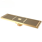 Large Displacement Bathroom Floor Drain, 8x30cm Copper Finish