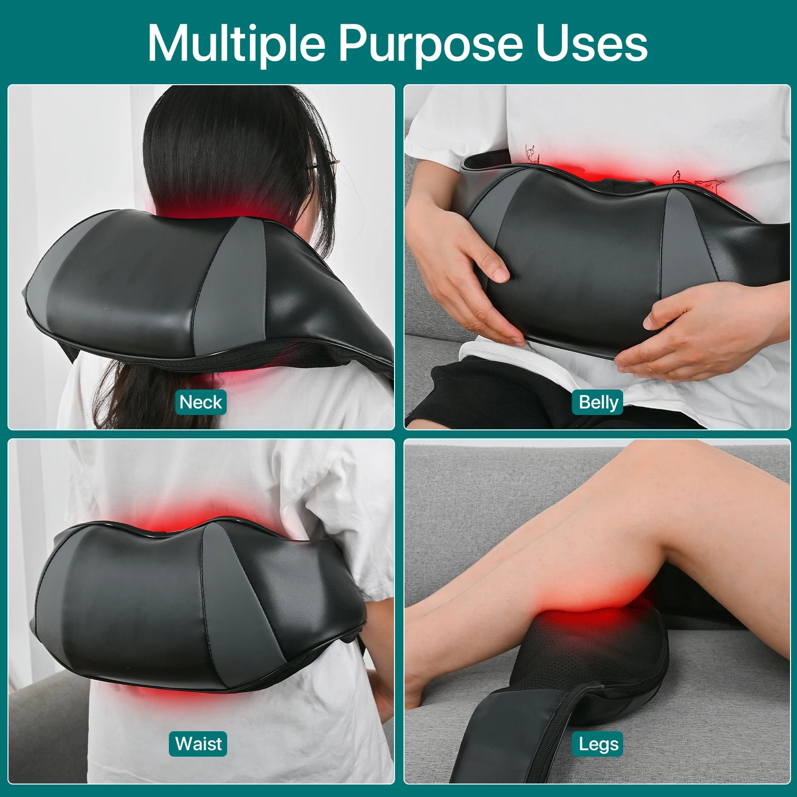 Portable Shiatsu Neck & Shoulder Massager with Heat Cordless Relaxation for Home, Office & Car
