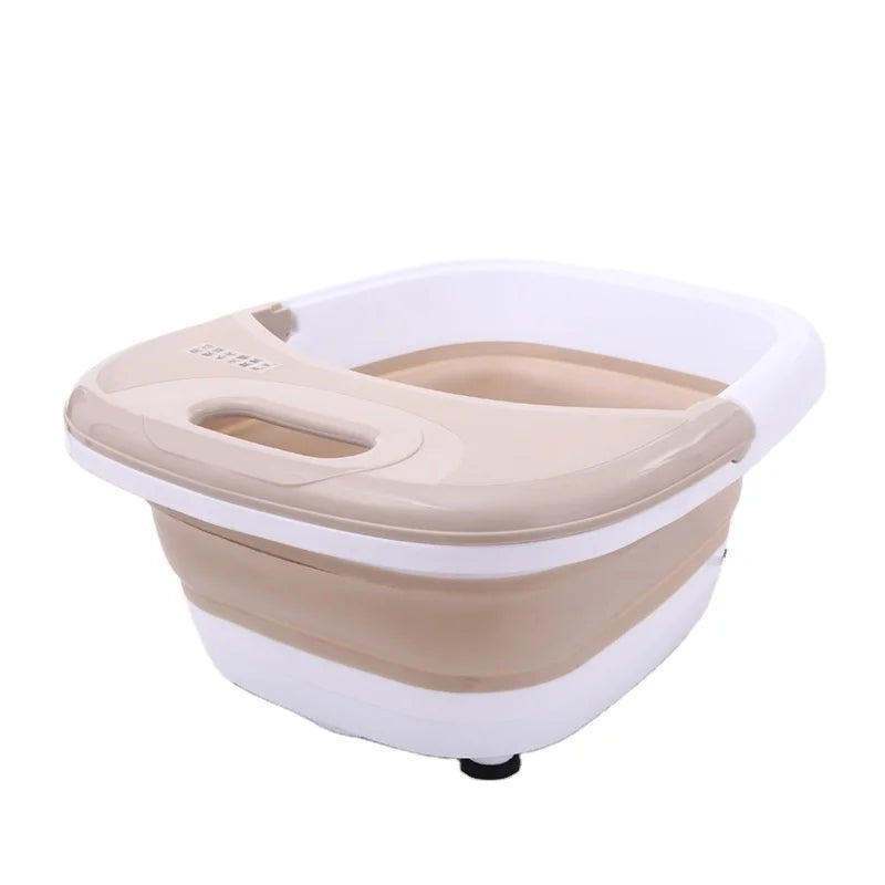 Brown Infrared Foot Bath Massager with Bubbles and Foldable Tub