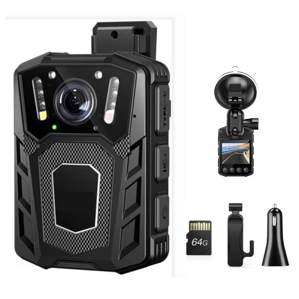1080P Body Camera with Night Vision, 64GB Storage, 10H Battery