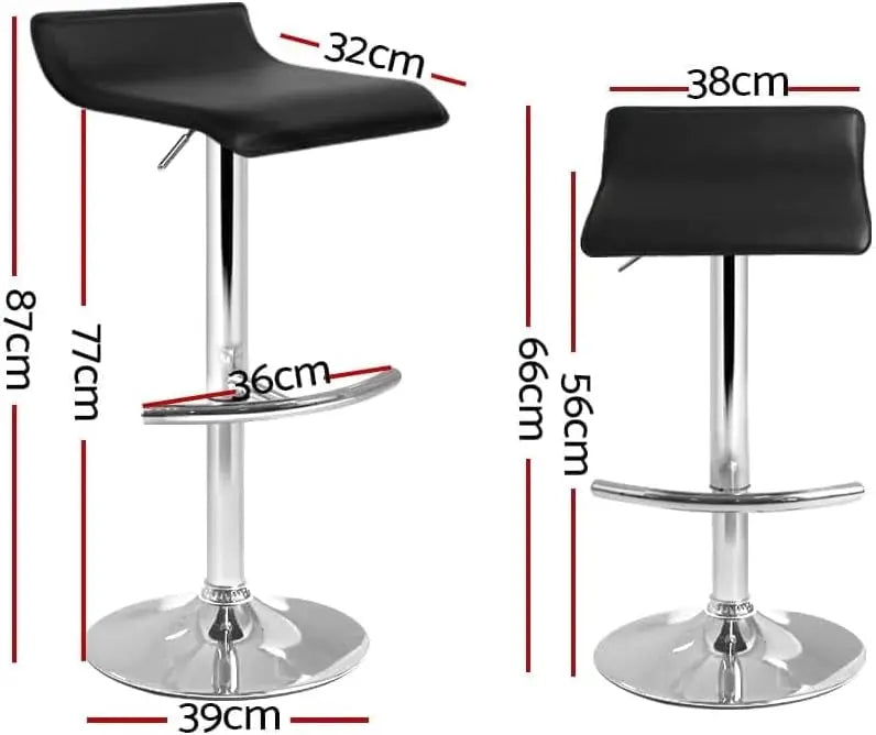 Adjustable Kitchen Bar Stools Set of 4 – Swivel Counter Chairs with Gas Lift, Black, 56–77cm