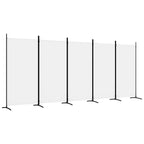 5-Panel Foldable Room Divider Screen 433cm – White Fabric Privacy Partition