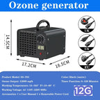 Heavy Duty 12000mg Ozone Generator Compact Air Cleaner for Large Rooms, Office & Car Use
