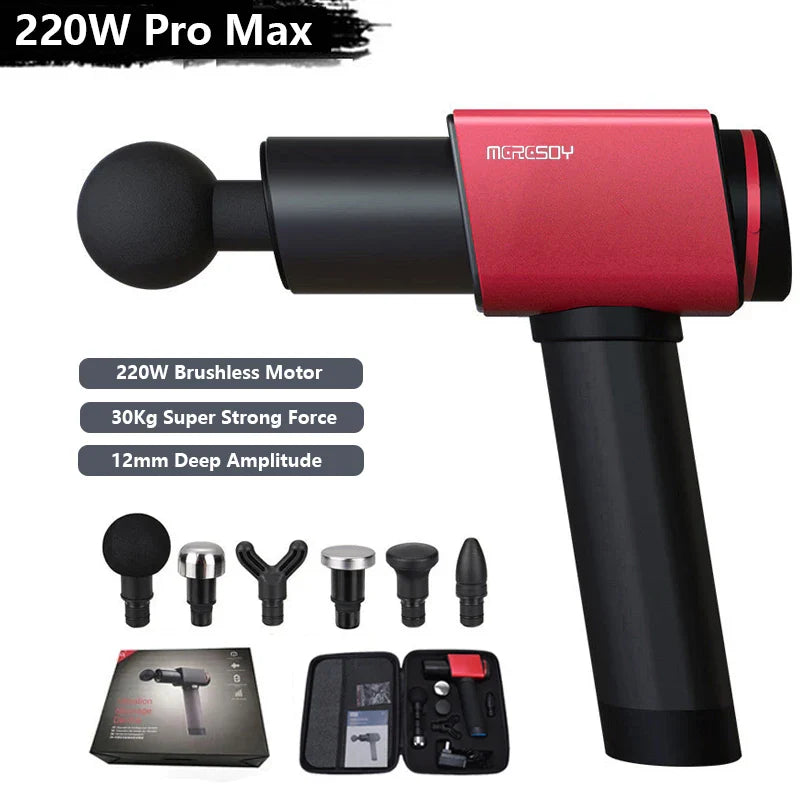 Professional Muscle Massager 220W Brushless Motor for Home or Gym Use Red