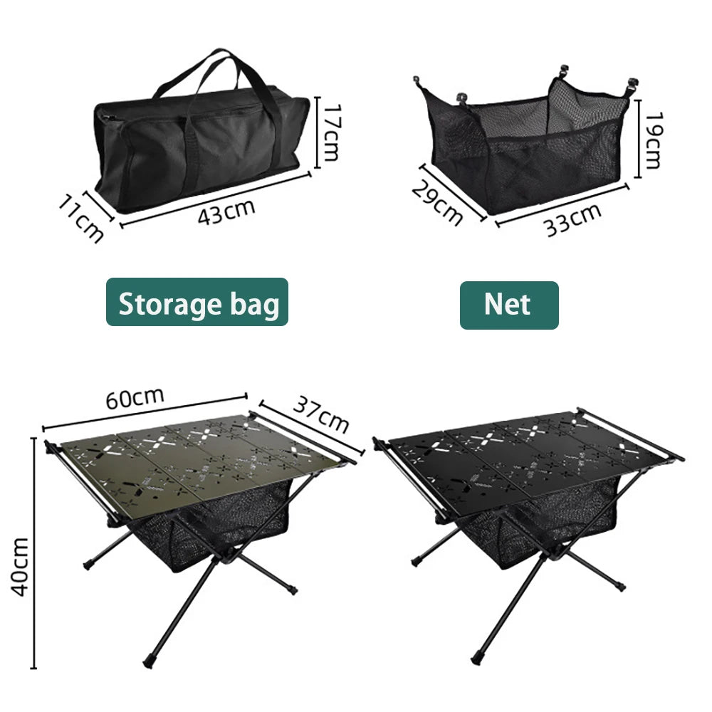 Portable Foldable Camping Table Lightweight Aluminum Alloy Outdoor Picnic & Fishing Table