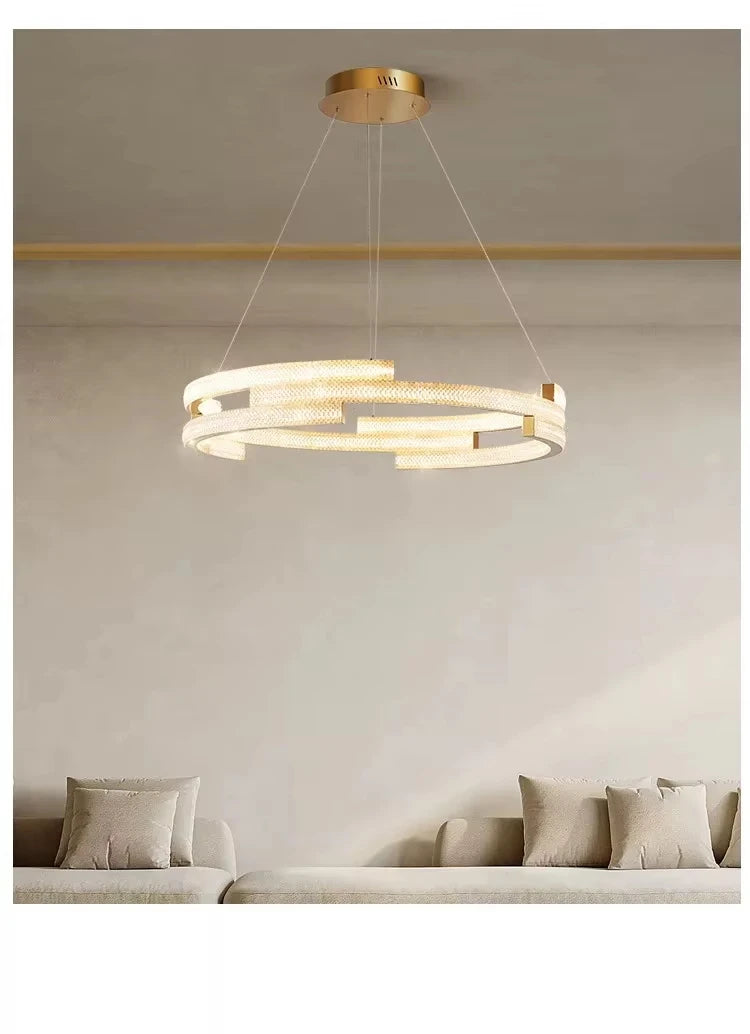 100cm Dimmable Gold Crystal Pendant Light with Remote