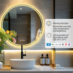 Smart Round LED Bathroom Mirror 60cm with Touch Control & Waterproof Design