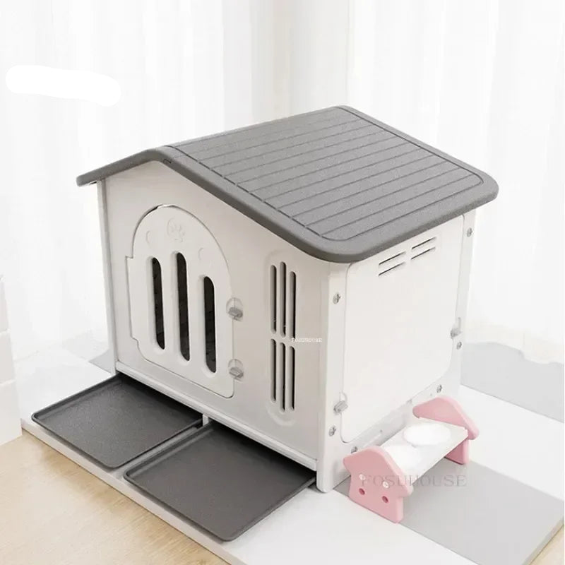 Washable Pet Kennel for Small Dogs & Cats Lightweight Plastic House for Indoor & Outdoor Use